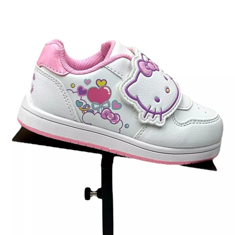 Hello Kitty Toddler Girls Slip-on Sneakers Size 8 White/Pink Lightweight & Comfy